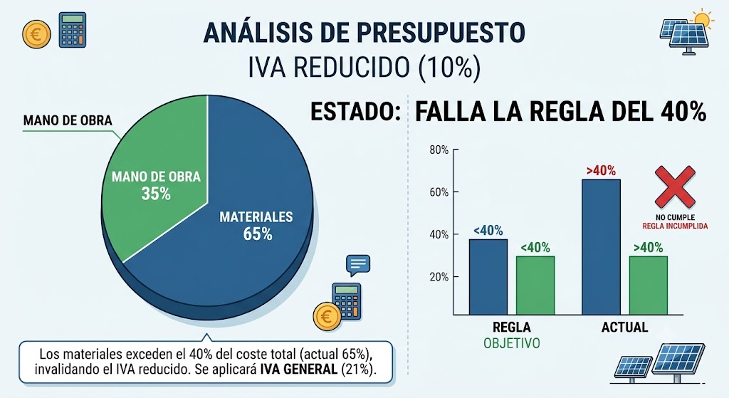 Límite del 40 por ciento en materiales por IVA reducido en energía solar